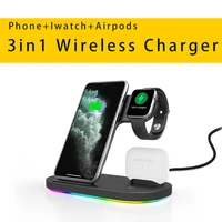 fast 15w smart phone charging dock station 3in1 qi wireless charger for xiaomi huawei iphone 12 11 xs xr x 8 apple watch airpods