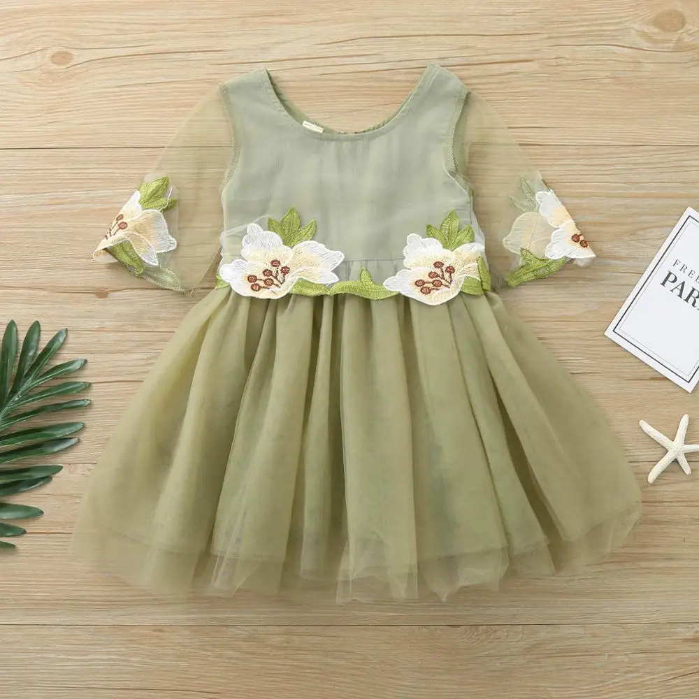 

Dress Girls Party Vestidos Girl Clothing Summer Fashion Sweet Embroidery Tutu Mesh Princess Dress Kids Clothes