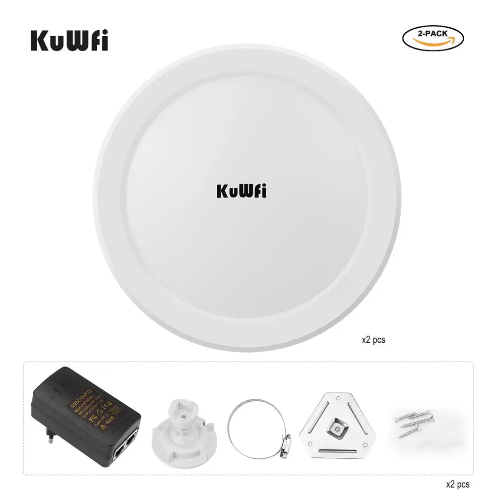 KuWFi Outdoor 900Mbps Wireless Wifi Bridge Built-in 18 dBi Dual Band 5.8G Wireless Repeater/AP Router Point to Point 3-5KM