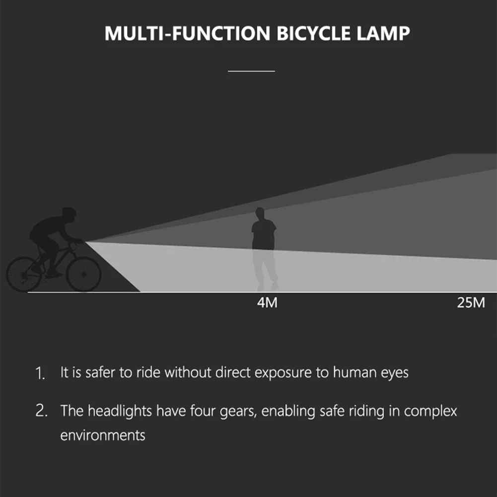 

800 Lumen 6 Mode Bicycle Light USB Rechargeable Waterproof Cycling Front Lamp Headlight Mountain Bike MTB Safety LED Flashlight