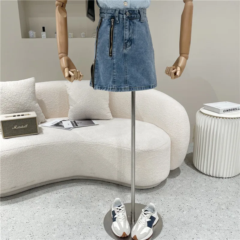 

Women's Spring Summer 2021 Niche Design Fashion Versatile Design Zipper Split High Waist A-line Denim Skirt