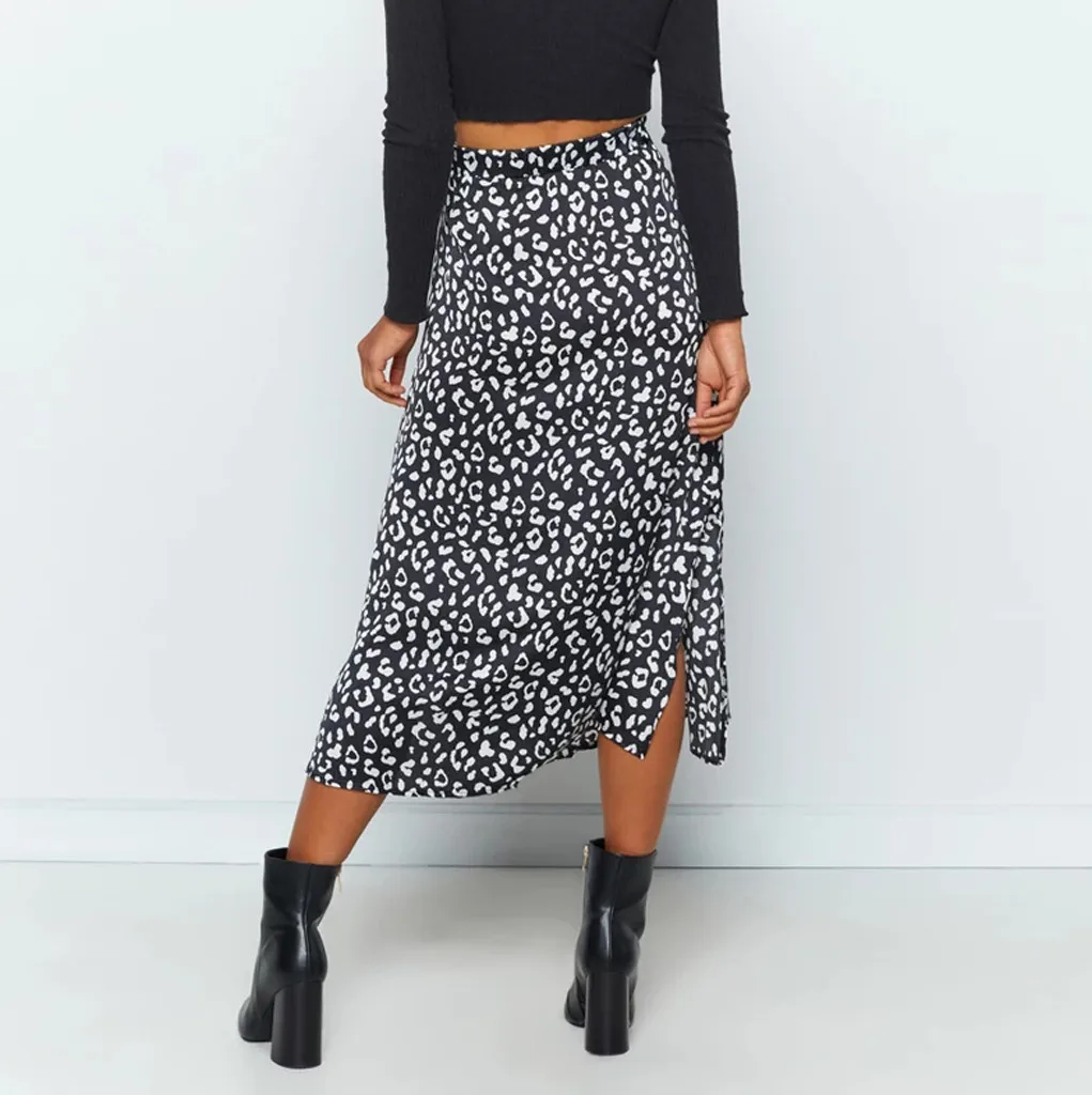 Women Leopard Print Skirt Fashion Summer High Waist Casual Aysmmetric Jan20 | Женская одежда