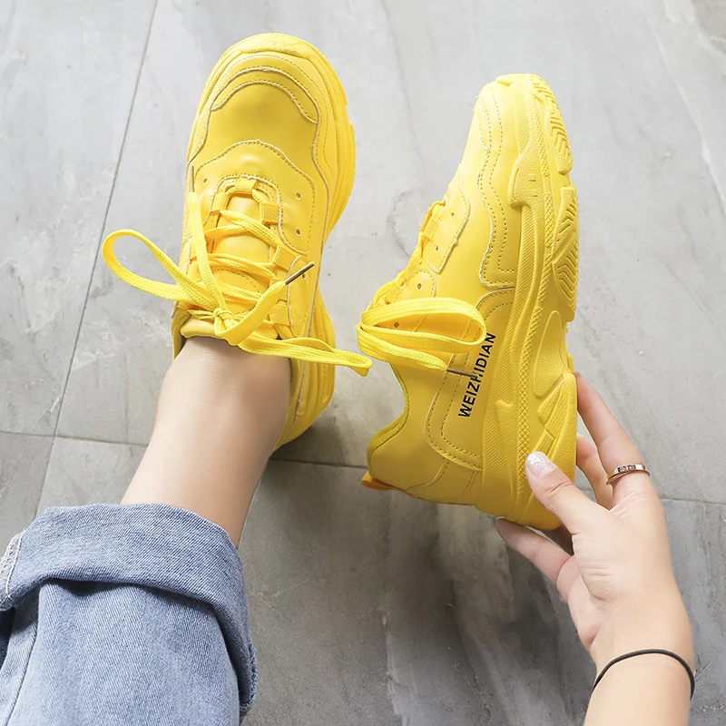 Дышащие повседневные кроссовки на шнуровке Уличная обувь толстой подошве для