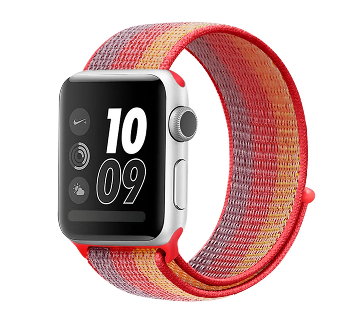 Новинка, цветной тканый нейлоновый спортивный ремешок для Apple Watch, 42 мм, 38 мм, 40 мм, 44 мм, мягкий браслет, ремешок для iWatch, серия 5, 4, 3, 2, 1 - Цвет ремешка: orange yellow