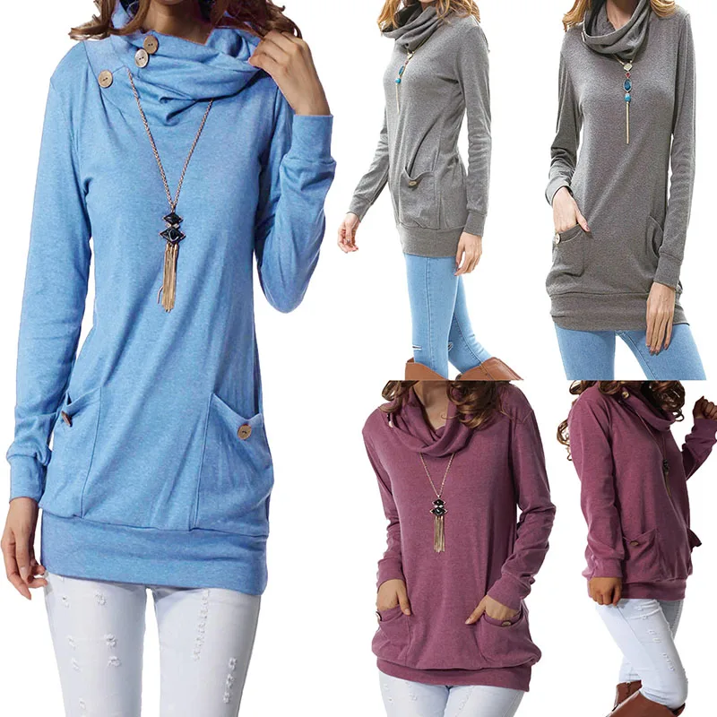 

Женский свитшот, Повседневная Уличная одежда с длинным рукавом, Модный пуловер с карманами, 2019, худи с круглым вырезом, осень S-XXL