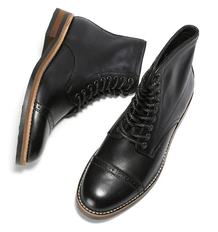 Высококачественные мужские ботинки в британском стиле зимние на шнуровке