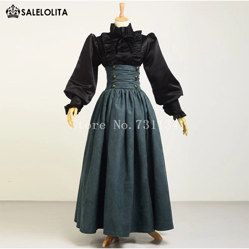 Винтажная юбка в стиле стимпанк Викторианский готический длинный костюм макси с