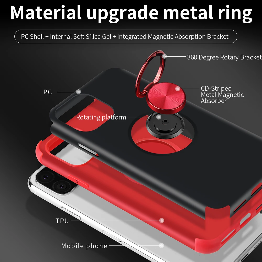 for apple iphone 11 case hard with stand ring matte hybrid armor protective back cover case for iphone 11 pro max iphone11 11pro free global shipping