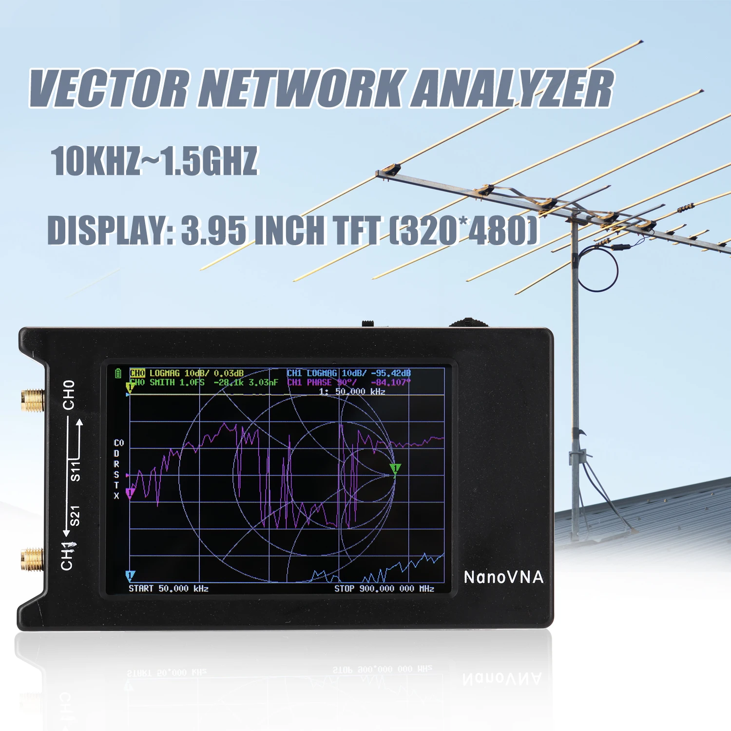 

Портативный портативный Векторный анализатор сети 10 кГц-1,5 ГГц, цифровой дисплей, сенсорный экран, анализатор коротких волн HF VHF UHF антенны