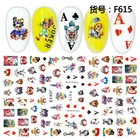 Новое поступление Рождество 3d наклейки на ногти из фольги дизайн ногтей декоративные наклейки Хэллоуин наклейки для ногтей Арт Джокер игральные карты