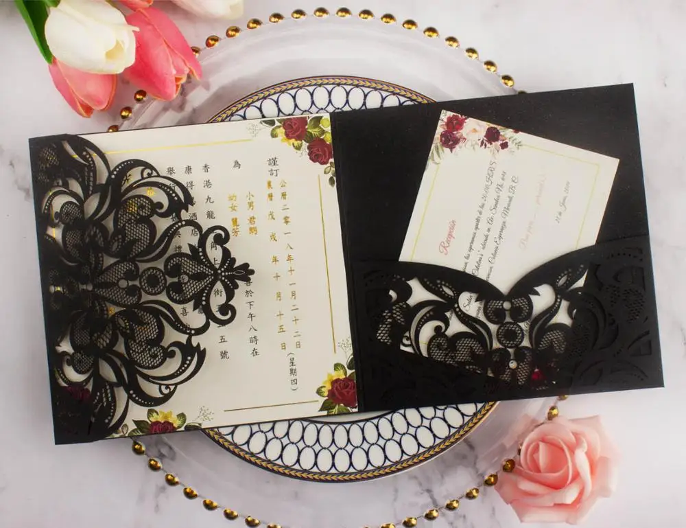 1 шт. свадебные приглашения карты серого золотого бордового цвета румяна