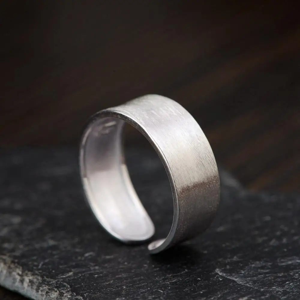 Женское кольцо из чистого серебра S925 простое модное регулируемое серебряное для