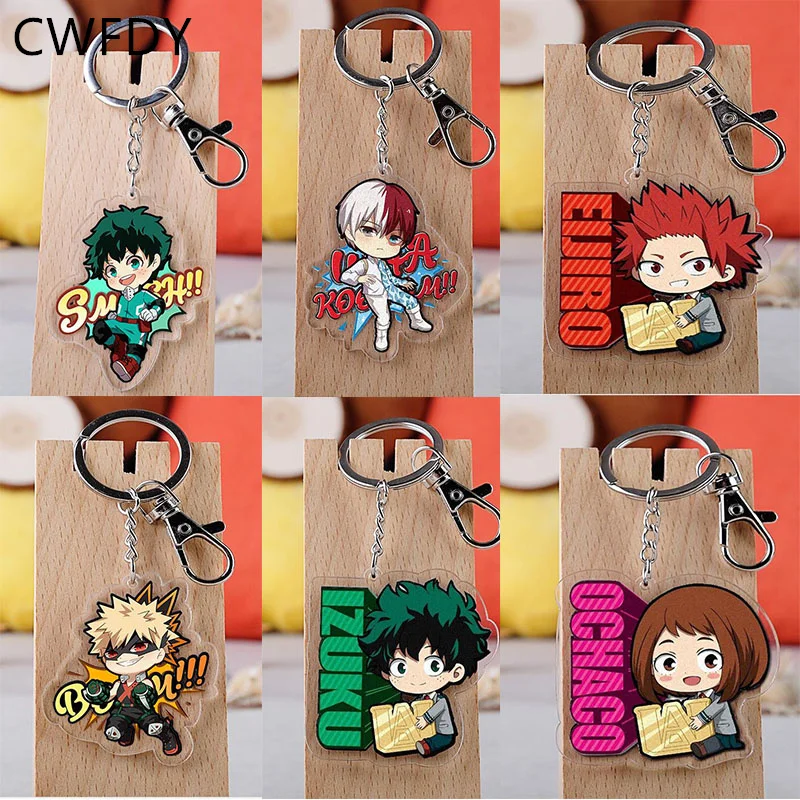 

My Hero Academy Keychain Anime Shoto Izuku Boku no hero Academia Key Chain Acrylic Pendant Cartoon Key Ring Cosplay Accessories