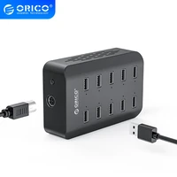 orico 10 ports usb charger smart charging station 5v2 4a 120w power adapter for restaurant supermarket hotel railway station