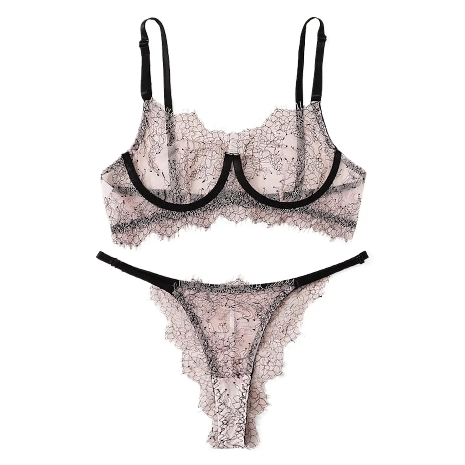 Pink Женское нижнее белье, корсет, кружева, на косточках, пижамы, нижнее белье, топы и трусы Sous Vetement Femme, сексуальный ансамбль, четыре сезона, Lenceria - Цвет: Pink