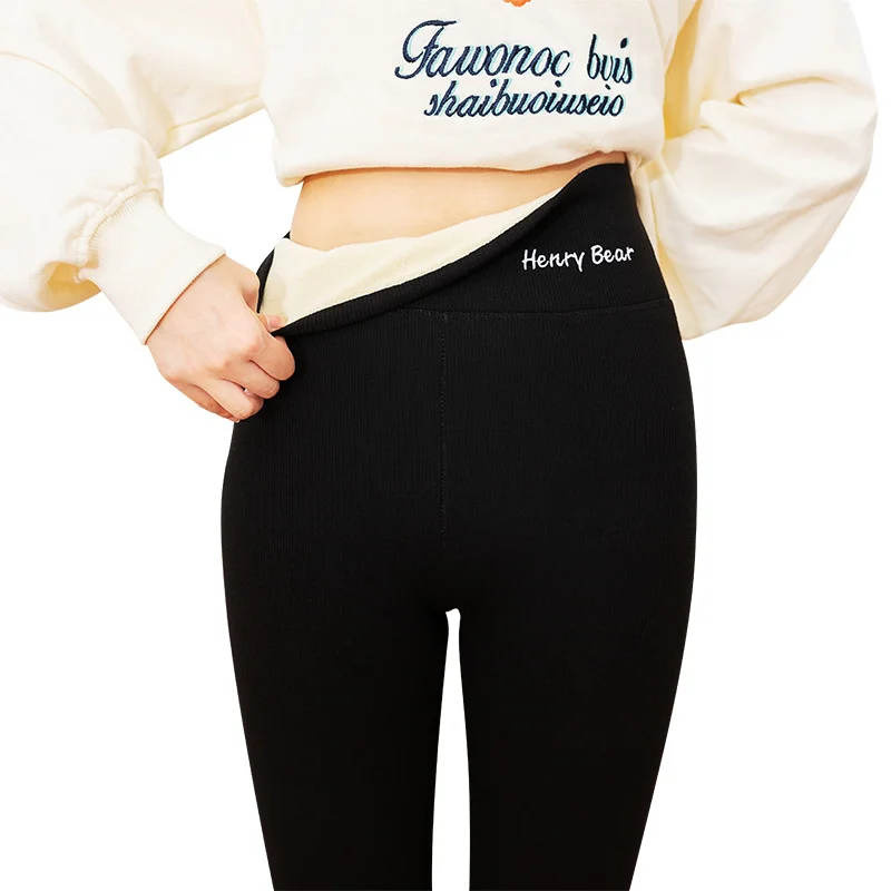 Женские зимние леггинсы бархатные теплые брюки хлопковые плотные облегающие из