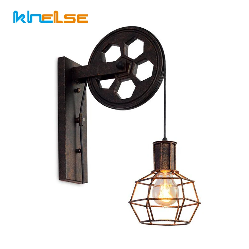 Промышленный проход Бар Настенные светильники E27 светодиодный Ретро Железная
