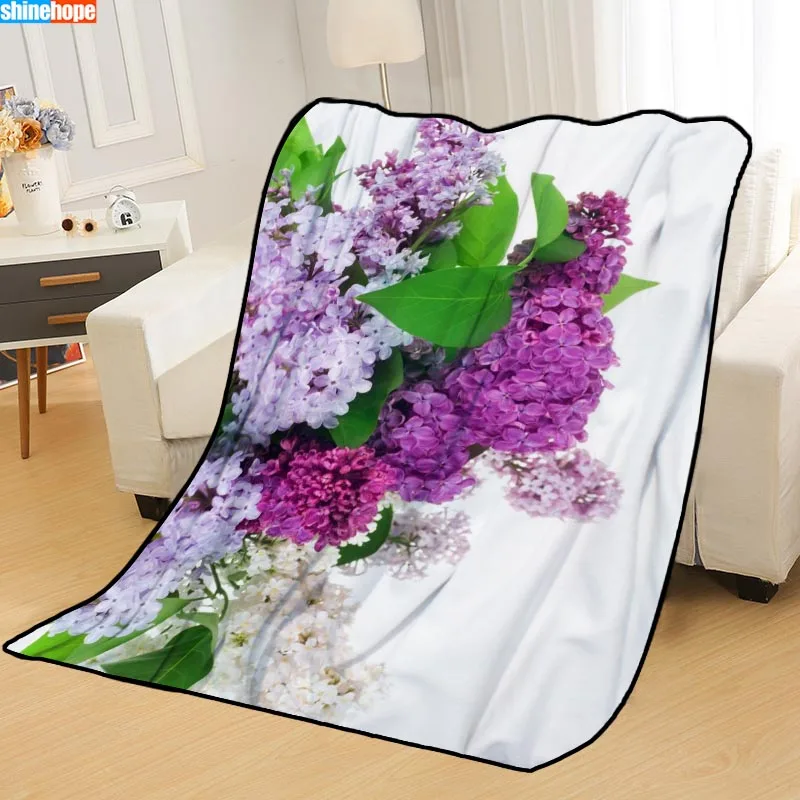 ?? カスタムライラック花毛布ベッドスローブランケットソフトブランケット夏毛布アニメ毛布旅行毛布