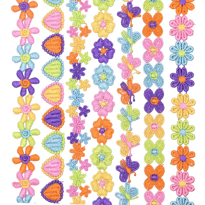 3 ярда цветная вышитая ромашка с сердечками кружевная лента сделай сам ручная