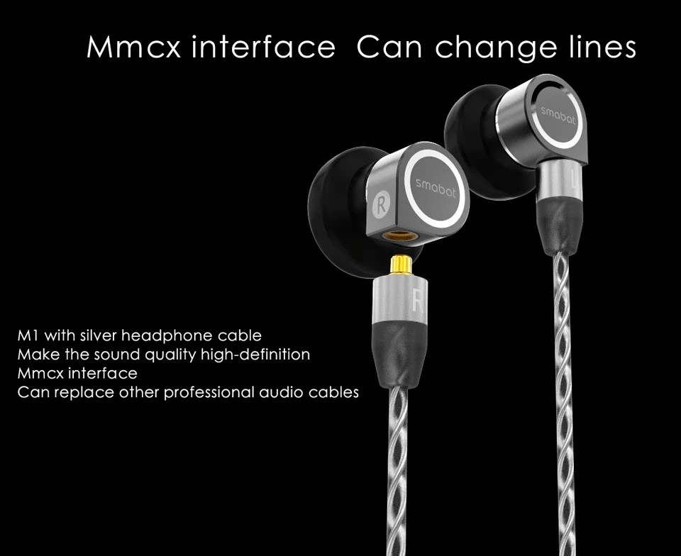 Smabat M1 Pro вкладыши наушники HiFi металла с ЧПУ наушники 14,2 мм Динамический драйвер блок Sub флагманский 32 Ом Съемная замена кабеля MMCX с серебряным покрытием кабель запатентованная Лабиринт Дизайн BK ST-10 PK