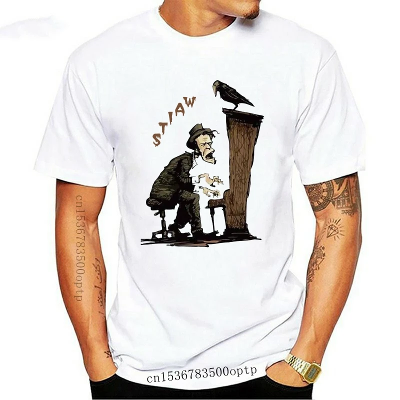 

New Tom Waits Stiaw Playing Piano T-Shirt Black-Navy For Men-Women High Quality Casual Printing Tee Shirt