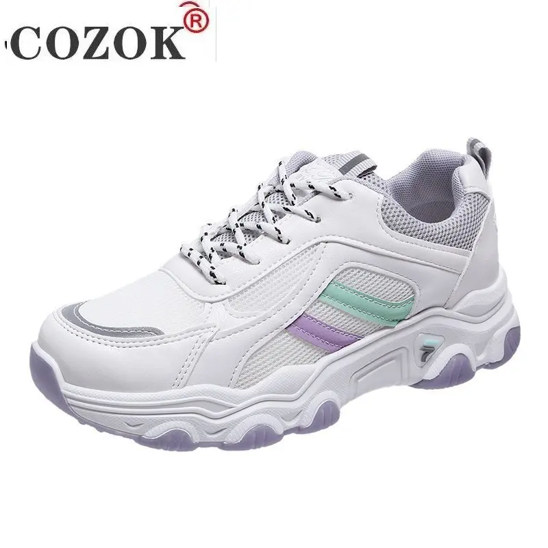 

2021 New Fashion Women's Shoes Comfortable Breathable Mesh Casual Shoes Spring Women's Lace-up Color Matching Non-slip Sneakers