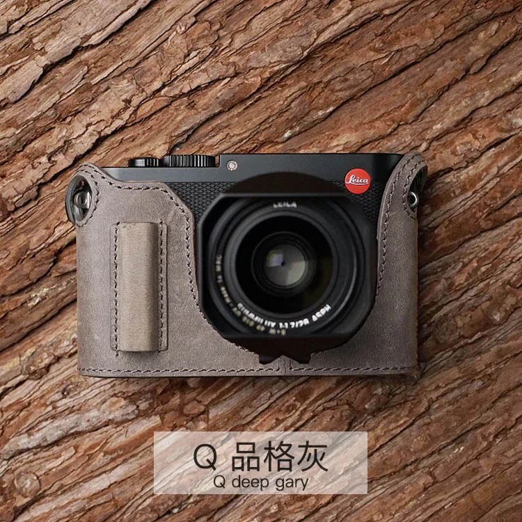 Q Deep gray Mr. Stone ручной работы из натуральной кожи чехол для камеры видео половина сумка боди для камеры Leica Q Q2 камера typ116 - Цвет: Q Deep gray