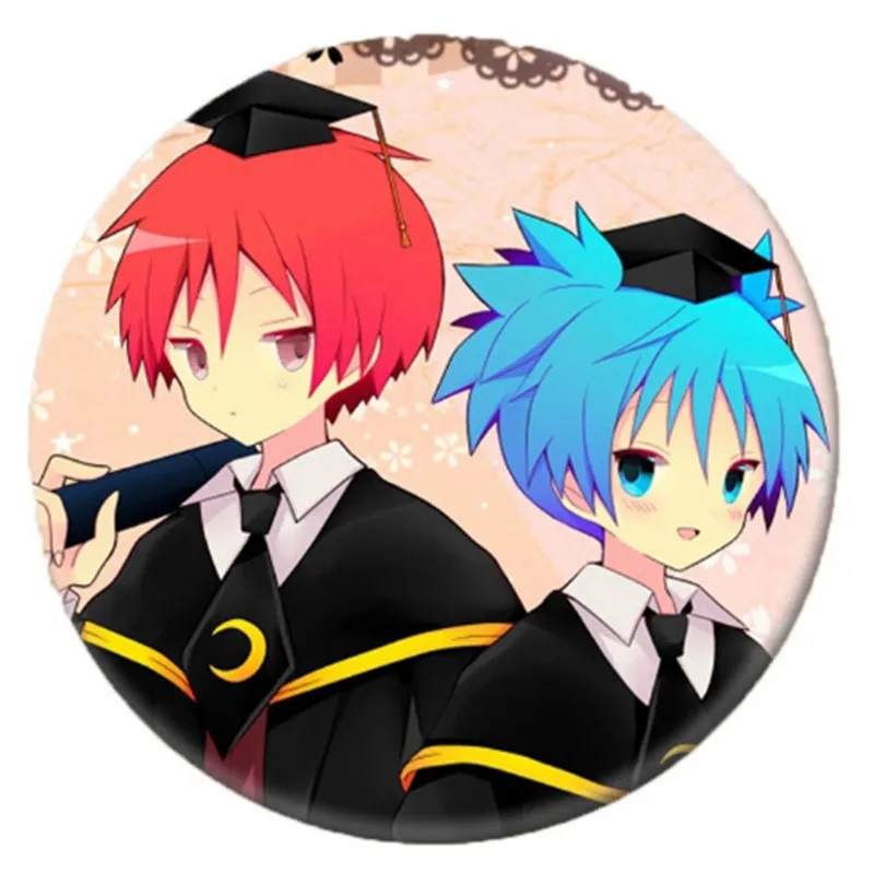 58 мм аниме-Черный Рок-брошь Korosensei косплэй Shiota Nagisa знак рюкзаки одежда для женщин