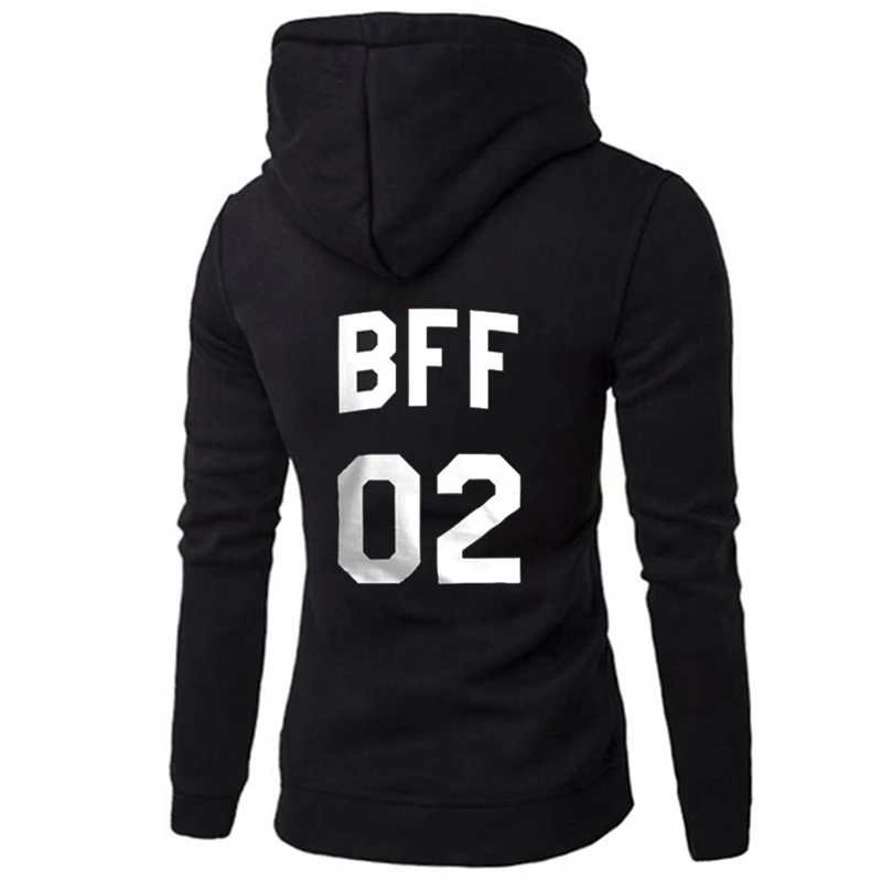 W25379BK Bff 01 02 толстовка с буквенным принтом лучший друг Толстовка для женщин с длинным рукавом Толстовка с капюшоном Harajuku пуловер - Цвет: W25379BK
