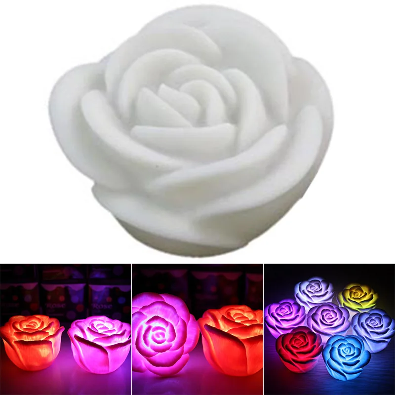 

Новый Романтический меняющий цвет светодиодный плавающий Свеча «цветок розы» ночной Светильник свадебное украшение B1