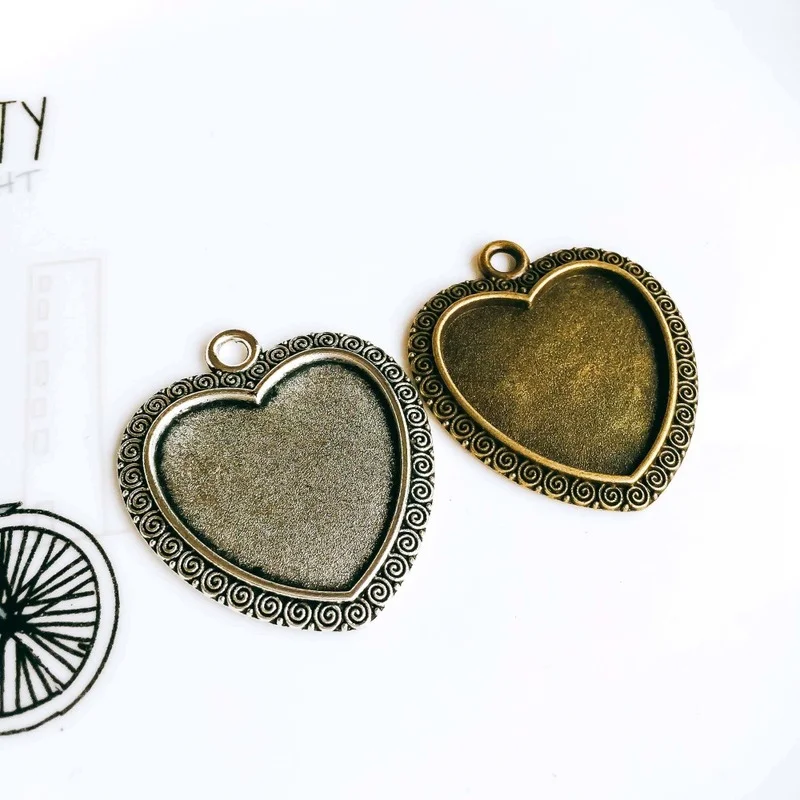 5 шт./лот 25 мм ожерелье с подвеской античная бронза серебро стекло Кабошон Пустые