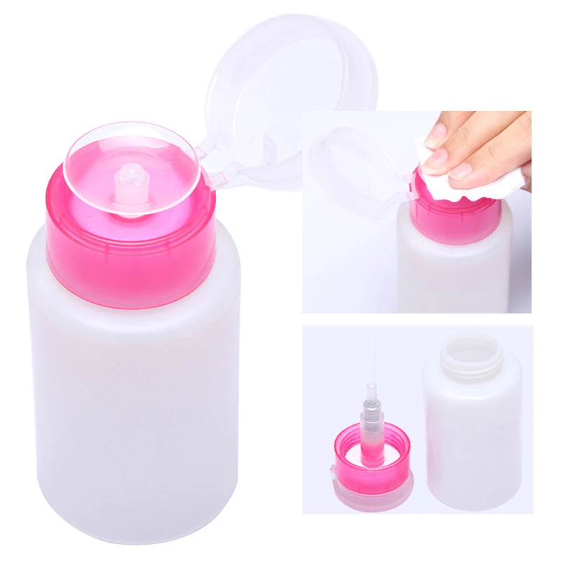 

30-10Pcs Portable Refillable Bottles 150ml Press Dispenser Plastic Empty Nail Polish Remover Container Empty Bottles Nail Tool