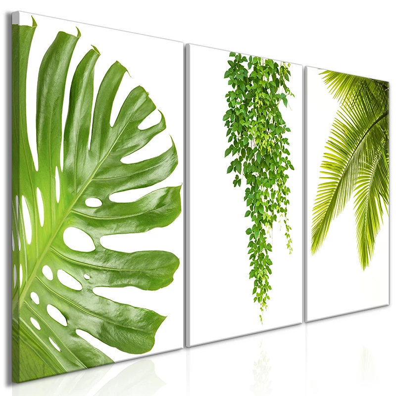

Framed Ready To Hang Beautiful Palm Leaves Wall Art Canvas Painting Green Plant Nordic Posters and Prints Picture Home Decor