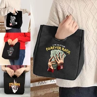 canvas tote portable thermal lunch bag men and women bags anime hand print clutch bag2022 fashion folding school food handlebag