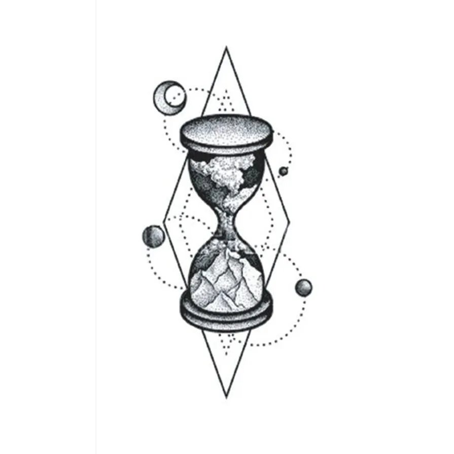 Геометрической формы в виде песочных часов временная татуировка Стикеры