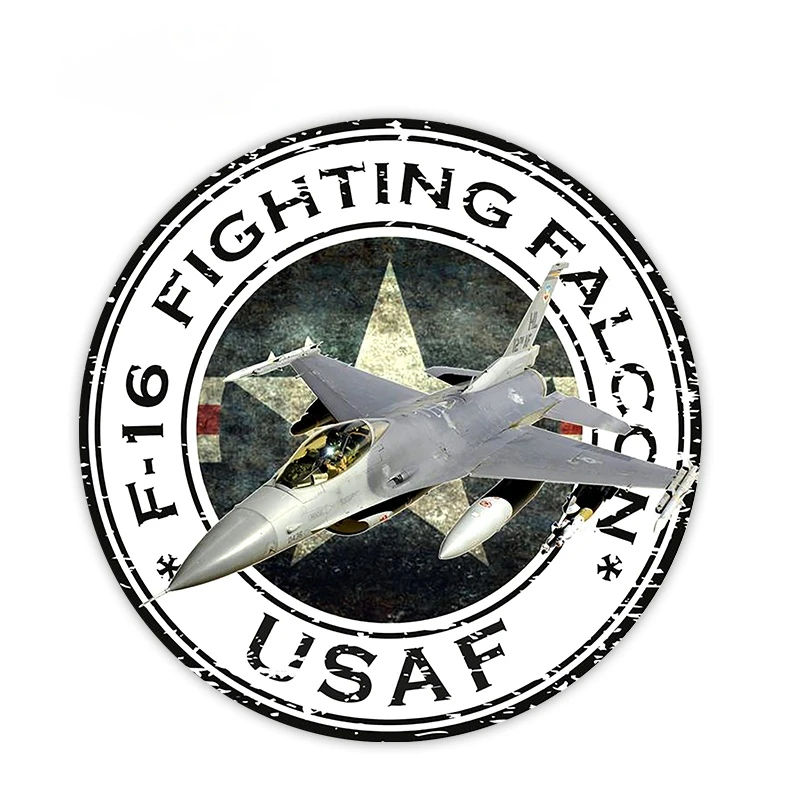 

13cm x 13cm USA F-16 Fighting Falcon USAF U.S.A.F. Military Seal Sticker Round Flag Laptop Book Motorcycle Helmet Door
