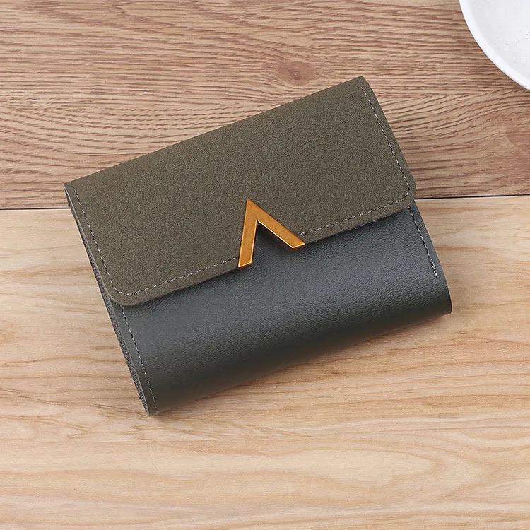 Новый ретро короткий кошелек Женский матовый для карт Прошитый металлический