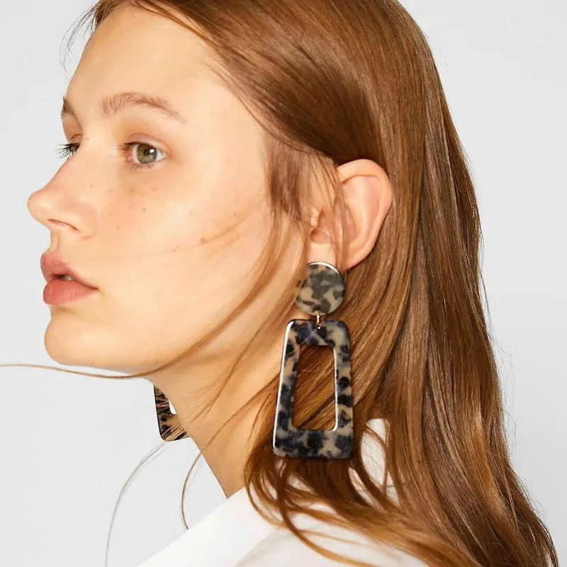 2019 Новый Прямоугольник цветной зажим серьги для женщин в виде геометрических