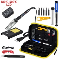 electric soldering iron kit 80w 220v lcd temperature adjustable solder iron kit welding tool set soldering tips wires 908s