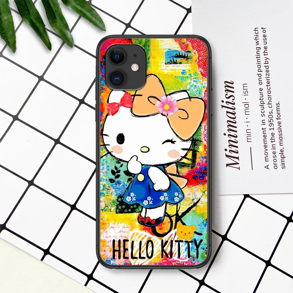 

Cartoon Cute Hellos Kittys Phone Case For IPhone 4 4s 5 5S SE 5C 6 6S 7 8 Plus X XS XR 11 12 Mini Pro Max 2020 black Back Pretty