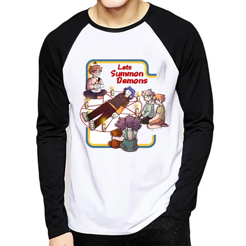 Реглан футболка с длинным рукавом для мужчин сатана злые дети демоны обряд