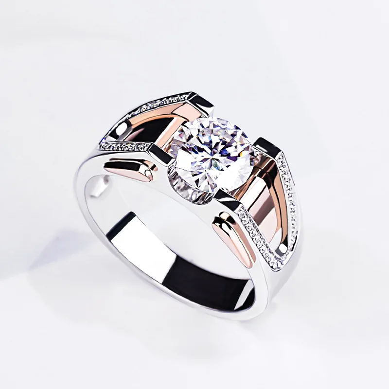 

14K white gold Mens Ring Luxury Invisible Setting Natural Diamond Jewelry Hiphop/Rock Silver 925 Jewelry Wide Ring Men women