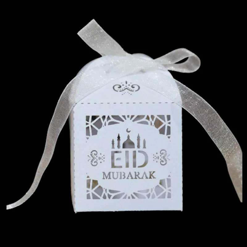 50Pcs Eid Mubarak Favors Candy Boxes Ramadan Decorations Kareem Gift Boxes DIY Islamic Muslim Happy al-Fitr Eid Party Home Decor
