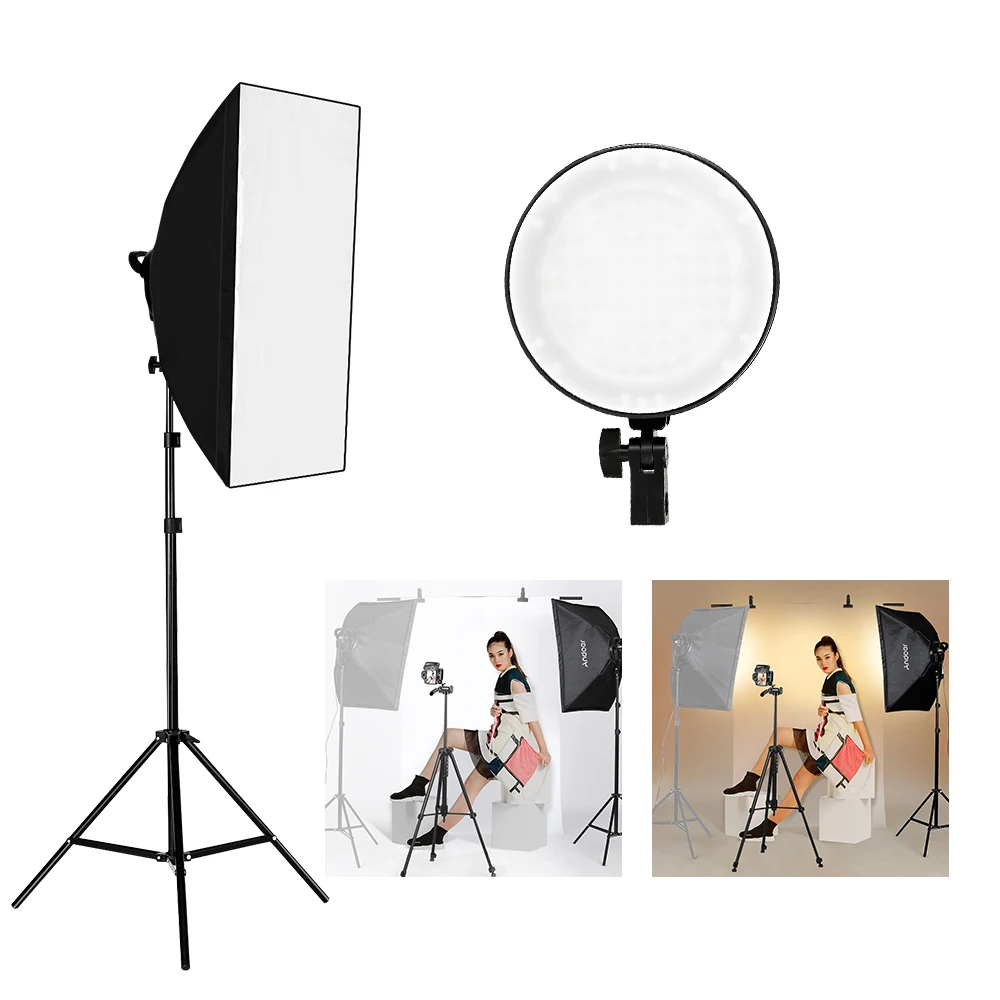 

Andoer Studio фотография Софтбокс светодиодный световой комплект 45 Вт двухцветный температурный Свет Подставки аксессуары 2700 K/5500 K светодиодные ...