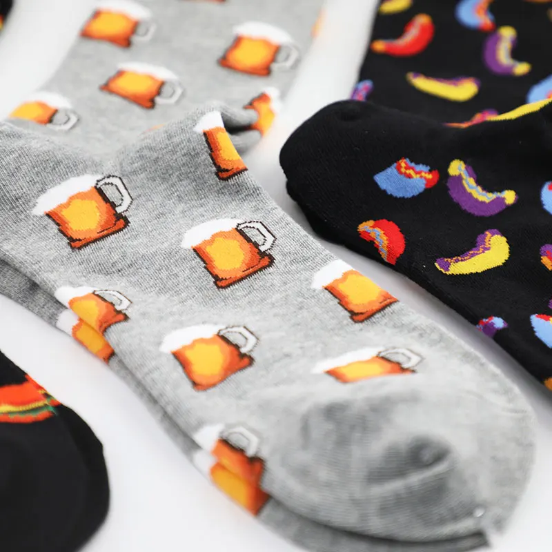 Модные счастливые носки бургер фри пивная кружка мужские забавные женские