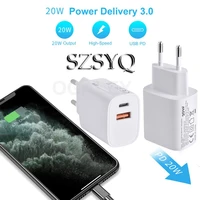 new pd 20w usb type c qc 3 charger eu adapter fast phone charging for iphone 13 12 11 pro max airpods huawei xiaomi samsung