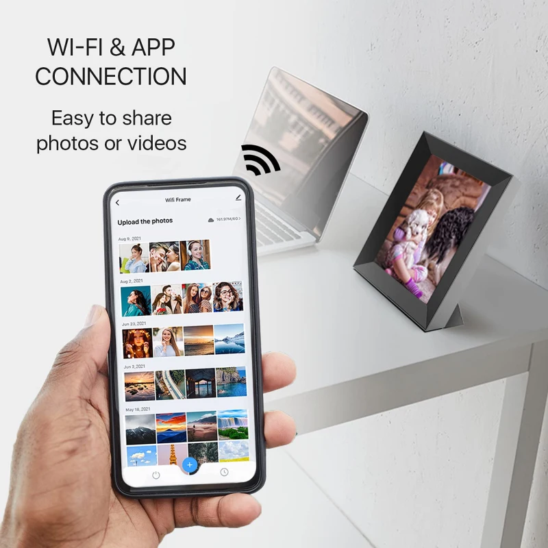 Умная цифровая фоторамка Tuya с Wi Fi HD LED дисплей 8 дюймов поддержка воспроизведения
