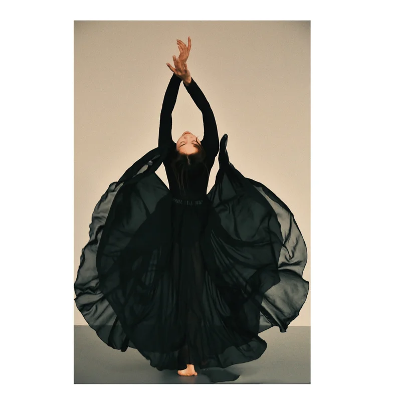 Женская шифоновая юбка новая однотонная тонкая свободная элегантная длинная