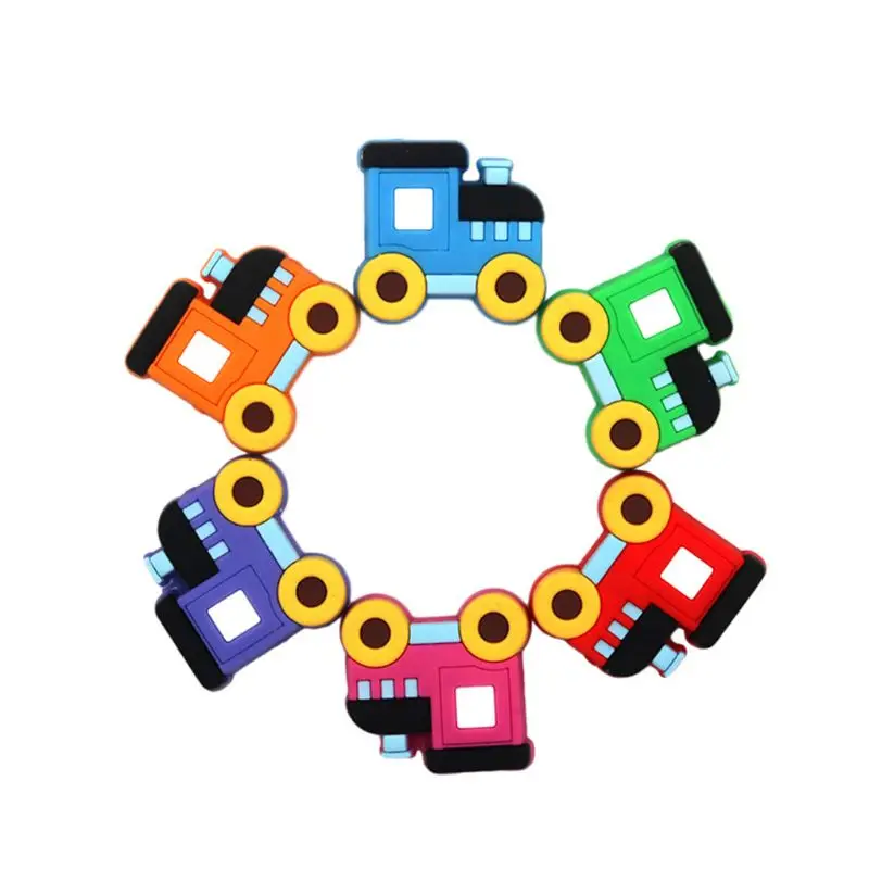 

5pcs Mini Bus Teether Silicone Beads For Pacifier Clips DIY Teething Toys Silicone Baby Teether