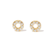 original brand simple 925 silver gold vermeil pave cz sun circle stud earring